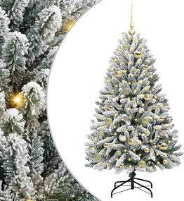 vidaXL Mű karácsonyfa 150 LED-del Zöld és Fehér 120 cm PVC és fém