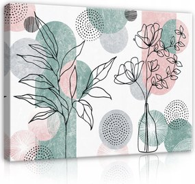 Vászonkép 100x75 Modern minimalizmus botanika vonalak pasztell nyugalom grafika