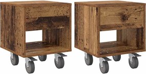 vidaXL Éjjeli asztal 2 pcs Öreg fa 40,5 x 40 x 48 cm Faanyag