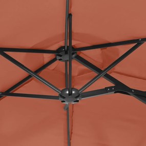 terrakotta dupla tetős LED-es napernyő 316x240 cm