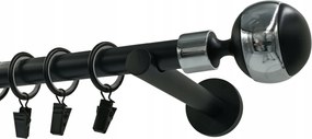 Függönykarnis szimpla Fém 19mm Gömb Black&amp;chrom 320cm
