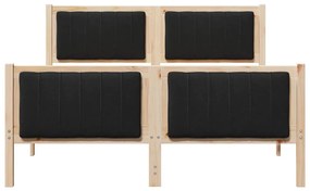 Ágykeret fejtámlával Barna és fekete 140 x 200 cm Tömör fenyőfa