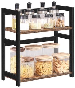 Fűszertartó asztali polc 2 szintes bambusz kerettel, 42 x 43 x 18 cm, arna-fekete