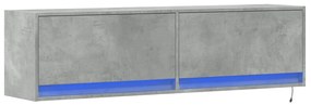 betonszürke falra szerelhető TV-szekrény LED-del 140x31x38 cm