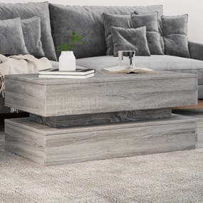 Szürke sonoma színű dohányzóasztal LED-lámpákkal 90x50x40 cm
