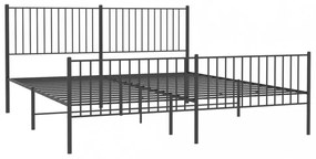 fekete fém ágykeret fej- és lábtámlával 200 x 200 cm
