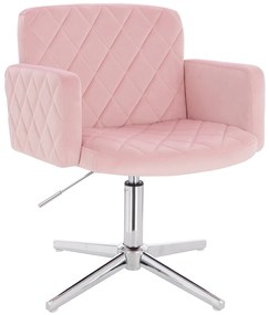 HR802CROSS Púder Rózsaszín Modern Velúr Szék Krómozott lábbal