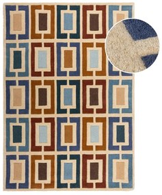 Kék-narancssárga kézi szövésű gyapjú szőnyeg 120x170 cm Retro Blocks – Flair Rugs