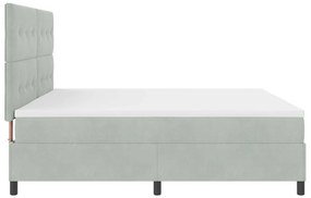 Bokszrugós Ágy Matrallel és LED Fénnyel Szürke 200x200 cm Bársony