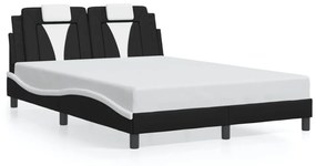 fekete és fehér műbőr ágykeret LED-világítással 120 x 200 cm