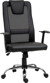 Vinsetto Irodai Forgószék Magasságállítható Ergonomikus PU Fekete 66 x 73 x 108-118 cm | Aosom
