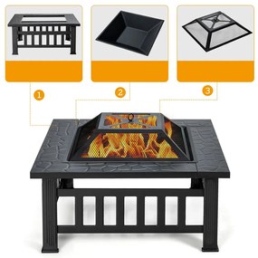 3 az 1-ben tűzrakóhely szikrahálóval