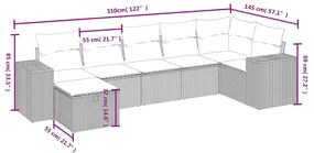 7 részes szürke polyrattan kerti ülőgarnitúra párnákkal