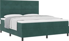 vidaXL Boxrugós ágy matracmal Sötétzöld 180 x 200 cm szövet