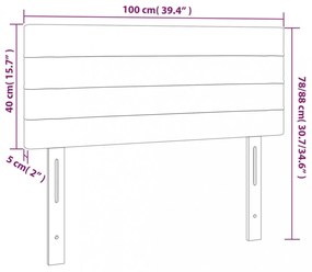 sötétszürke szövet LED-es fejtámla 100x5x78/88 cm