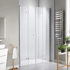 Stuxi Verona Big 180 cm széles kétszárnyú csukló zuhanyajtó (90+90 cm), 6 mm vízlepergető üveggel, króm profillal, 195 cm magas