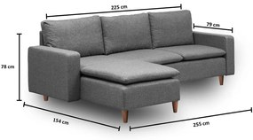Szürke sarokkanapé (bal oldali) Lungo – Balcab Home