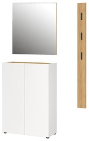 Fehér előszoba bútor tölgyfa dekorral 104x200x33 cm Alviano – Germania