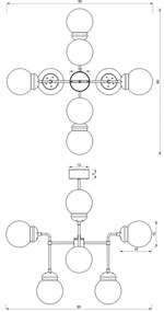 Hydro mennyezeti lámpa 8xE14/60W/230V rúdon