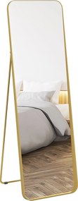 HOMCOM Teljes Testsík Tükör 160 x 50 cm Fokozatos Álló Tükör Fém Kerettel és Törésbiztos Üveggel, Padlótükör Állónak, Dőlésen, Nappaliba, Hálószobába,