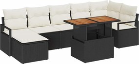 vidaXL Kert étkező szett párnával 8 pcs Fekete és Krém