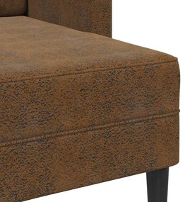 barna műbőr 2 üléses kanapé L-alakú kanapéval 125 cm