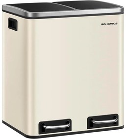 SONGMICS konyhai szemetes, 2 x 15 literes dupla kuka szelektĂv hulladĂ©kgyƱjtĂ©shez, homokbĂ©zs Ă©s fekete szĂnben