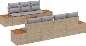 vidaXL Kerti Kanapé Szett párnával 8 pcs Bézs Poli rattan