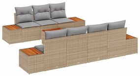 vidaXL Kerti Kanapé Szett párnával 8 pcs Bézs Poli rattan