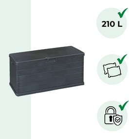 OMEGA tárolódoboz, 210L, 117x38x56cm, antracit I.P.A.E-Progarden