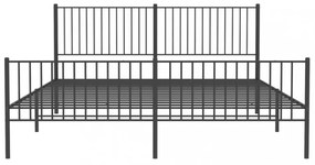 fekete fém ágykeret fej- és lábtámlával 200 x 200 cm