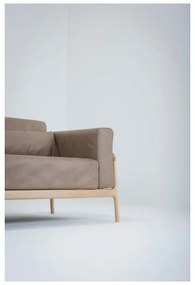 Fawn mandulabarna kanapé bivalybőrből, tömör tölgyfa szerkezettel, 240 cm - Gazzda