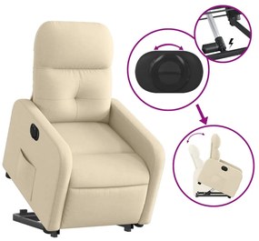 vidaXL elektromos felállást segítő krémszínű szövet dönthető fotel