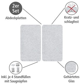 Edzett üveg tűzhely fedőlap szett 2 db-os 30x52 cm Transparent – Wenko