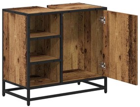 vidaXL Fürdőszoba Székény polcokkal Öreg fa 65 x 33 x 60 cm Faanyag