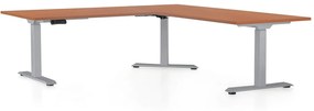 OfficeTech Angle állítható magasságú asztal, 180 + 120 cm, szürke alap, cseresznye