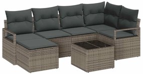 vidaXL Kanapé Szett 7 pcs Szürke polirattan