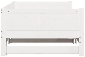 Kihúzható Nappali Ágy Fehér 90x200 cm Tömör Fa Fenyő