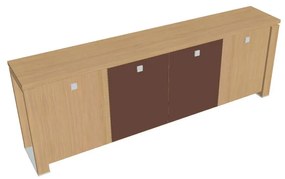 Verno+ alacsony szekrény 260 x 46 x 90 cm, kombinált ajtó, világos tölgy / barna