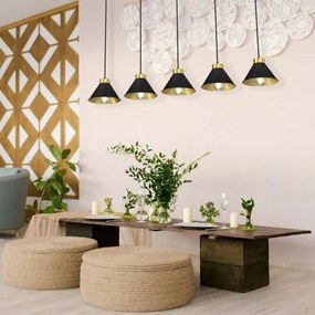 Csillár zsinóron DEMET 5xE27/60W/230V fekete/arany