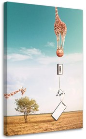 Gario Vászonkép Zsiráf, labda és elektronika - Bryantama Art Méret: 40 x 60 cm