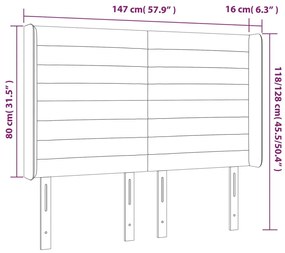 sötétbarna szövet LED-es fejtámla 147x16x118/128 cm