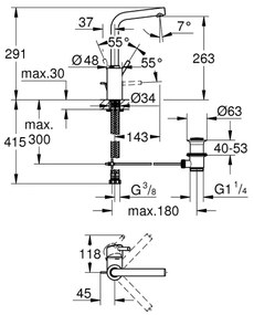 GROHE 23739002 - Mosdócsaptelep CONCETTO 291 mm, fényes króm