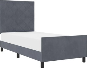 vidaXL Boxrugós ágy fejtámlával Sötétszürke 90 x 200 cm Bársony