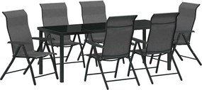 vidaXL Kert étkező szett 7 pcs Szürke Porszórt acél
