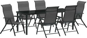 vidaXL Kert étkező szett 7 pcs Szürke Porszórt acél