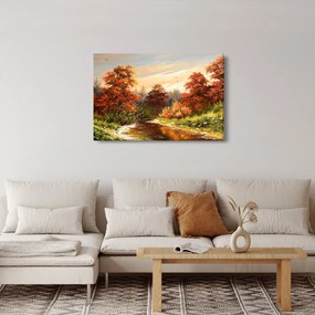Kép egy folyóról egy őszi tájban, olajfestmény (90x60 cm)