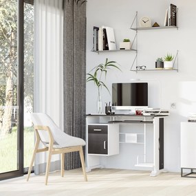 HOMCOM Modern Számítógépasztal 100L x 52W x 75H cm Fekete dió és Fehér | Aosom