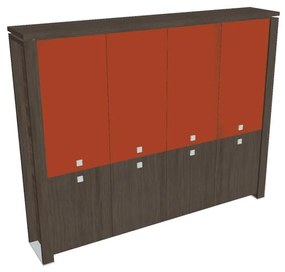 Verno+ magas szekrény 260 x 46 x 210 cm, kombinált ajtó, antracit tölgy / narancs