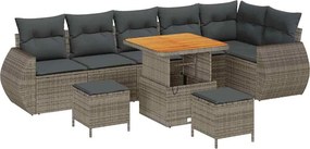 vidaXL Kerti Kanapé Szett 9 pcs Szürke polirattan